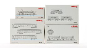 Märklin 3526+46158+48448+42161 HO: Electric locomotive Reihe 1600, Church organ transport, Car set ore transport and Südostbahn express train set (4)