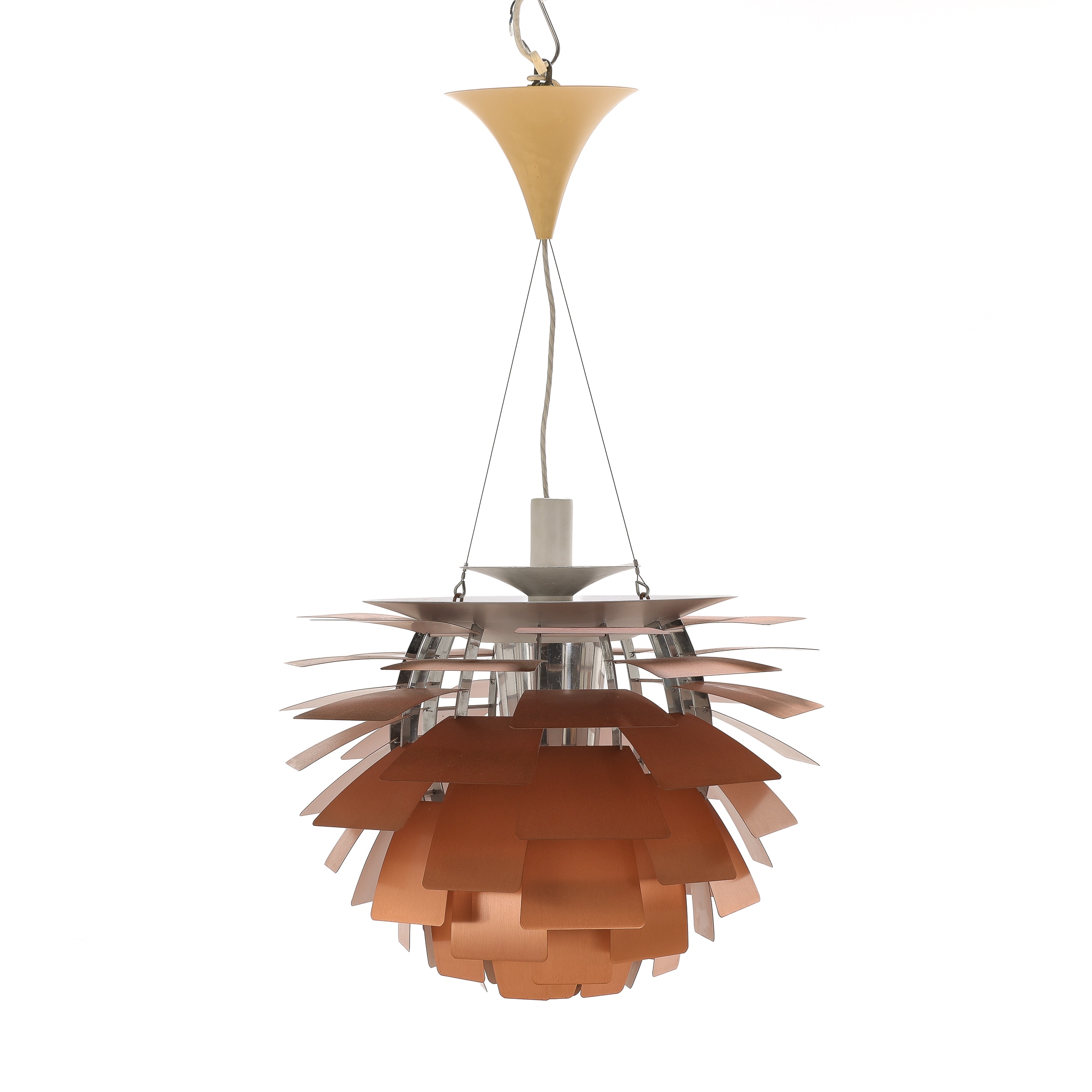 Poul Henningsen for Louis Poulsen: 'Koglen' pendant lamp made of copper, diameter 60 cm