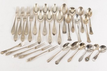 Samling diverse sølvtøj af tretårnet sølv, b.la. Empire (30)