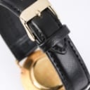 Jaeger-LeCoultre. 'Vogue'. 18 kt. gold wristwatch with black ONYX dial with diamond