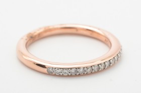 Alliancering med brillanter, 14 kt. rosa guld, str. 50