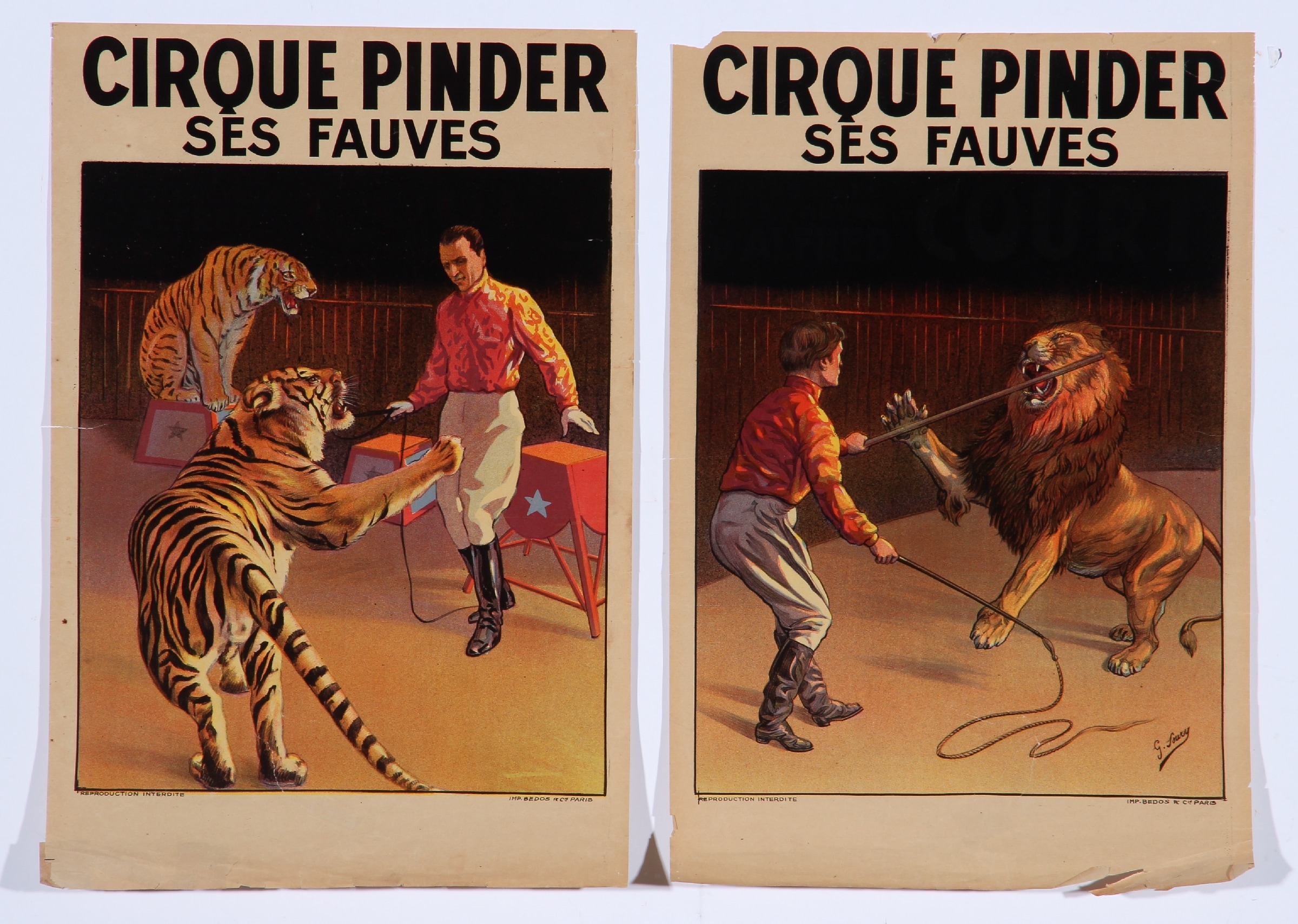Gustave Soury. Two French posters, 'Cirque Pinder', circa 1930 (2)