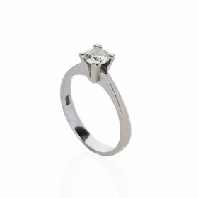 A. Michelsen. Brilliant solitaire ring of 14 kt white gold, approx. 0.50 ct