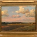 Otto P. Balle. 'Jagende Skyer belyst af Aftensolen, set fra Maglehøj 1907'. Olie på lærred