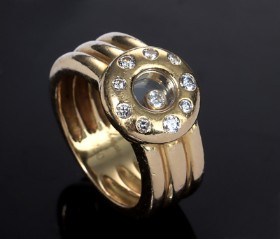 Chopard. 'Happy Diamond' diamond ring of 18 kt. gold