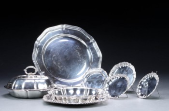 Cohr et al. A collection of various silver trays. (8)