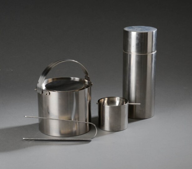 Stelton. Arne Jacobsen Cylinda Line. Isspand, istang, shaker, lille askebæger (4)
