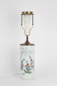 Kinesisk hat-stand bordlampe af porcelæn, ca. 1900