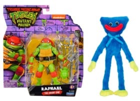 Huggy Wuggy bamse samt TMNT Raphael figur (2)