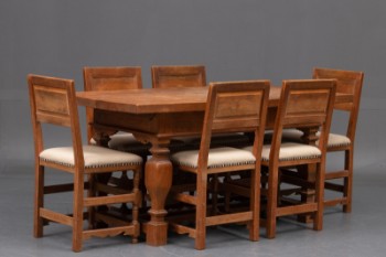 Langbord og 6 stole - egetræ (9)