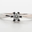 Solitaire ring with brilliant-cut approx. 0.15 ct. 14 kt. white gold, size 52