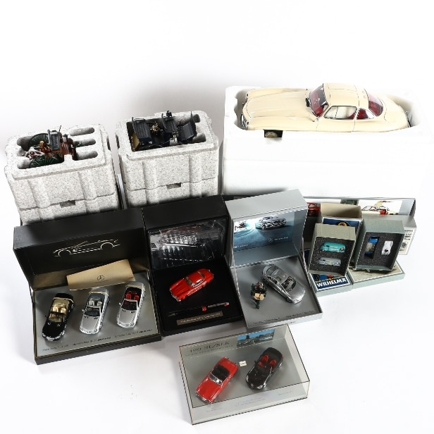 Mercedes-Benz Classic Selection m.m. Samling modelbiler m.m. i org. æsker. (9)
