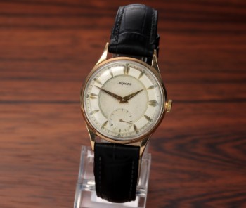 Alpina Watch Co. Vintage herreur i 14 kt. guld med two-tone skive, ca. 1940erne