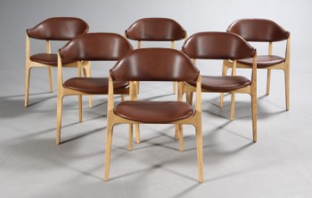 Henrik Pedersen for Houe. Seks spisestole / armstole model Spän, egetræ/brun (6)