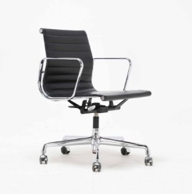 Charles Eames (1907-1978) for Vitra: Office chair, black leather, model EA117