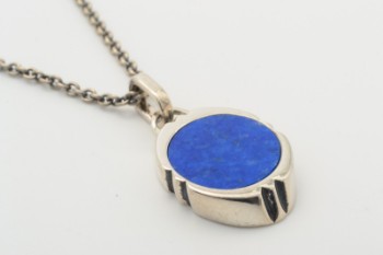 Halskæde med vedhæng med lapis lazuli, sterling sølv