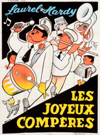 Stor, fransk Gøg og Gokke-plakat, Les Joyeux Compères, ca. 1950