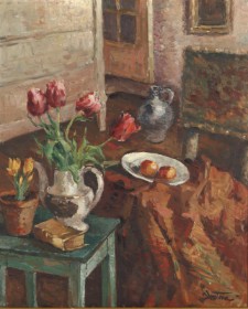 Mogens Vantore. Arrangement with table, flowers and fruit (cd)