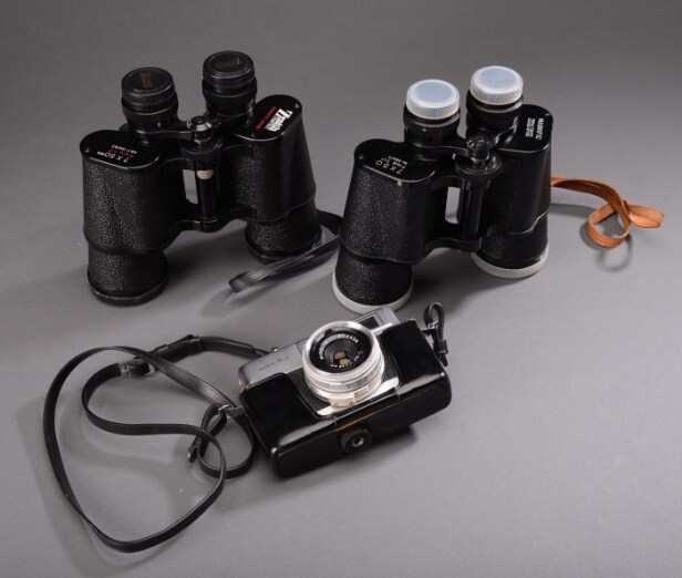 2 kikkert samt kamera. Zenith, Minolta mm (3)