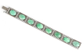 Per Borup (1936-2012): Jade og brillantarmbånd af 18 kt. hvidguld, 90,5 g.