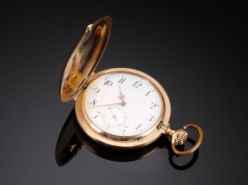 The Lord Watch. Große doppelkapselige Taschenuhr aus 14 kt. Gelbgold