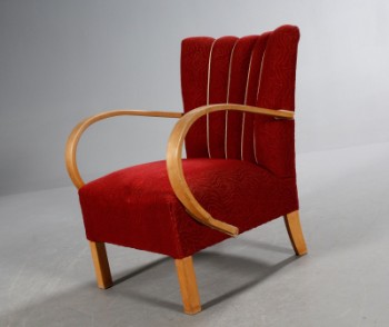 Dansk møbelproducent. Lænestol, formbøjet armlæn, bøgetræ