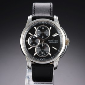 Maurice  Lacroix 'Pontos Chronograph'. Herreur i stål med sort skive, ca. 2010