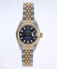 Rolex 'Datejust'. Dameur i 18 kt. guld og stål med blå skive, ca. 1984