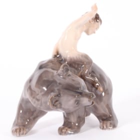 Knud Kyhn for Royal Copenhagen, 'Faun på bjørn'