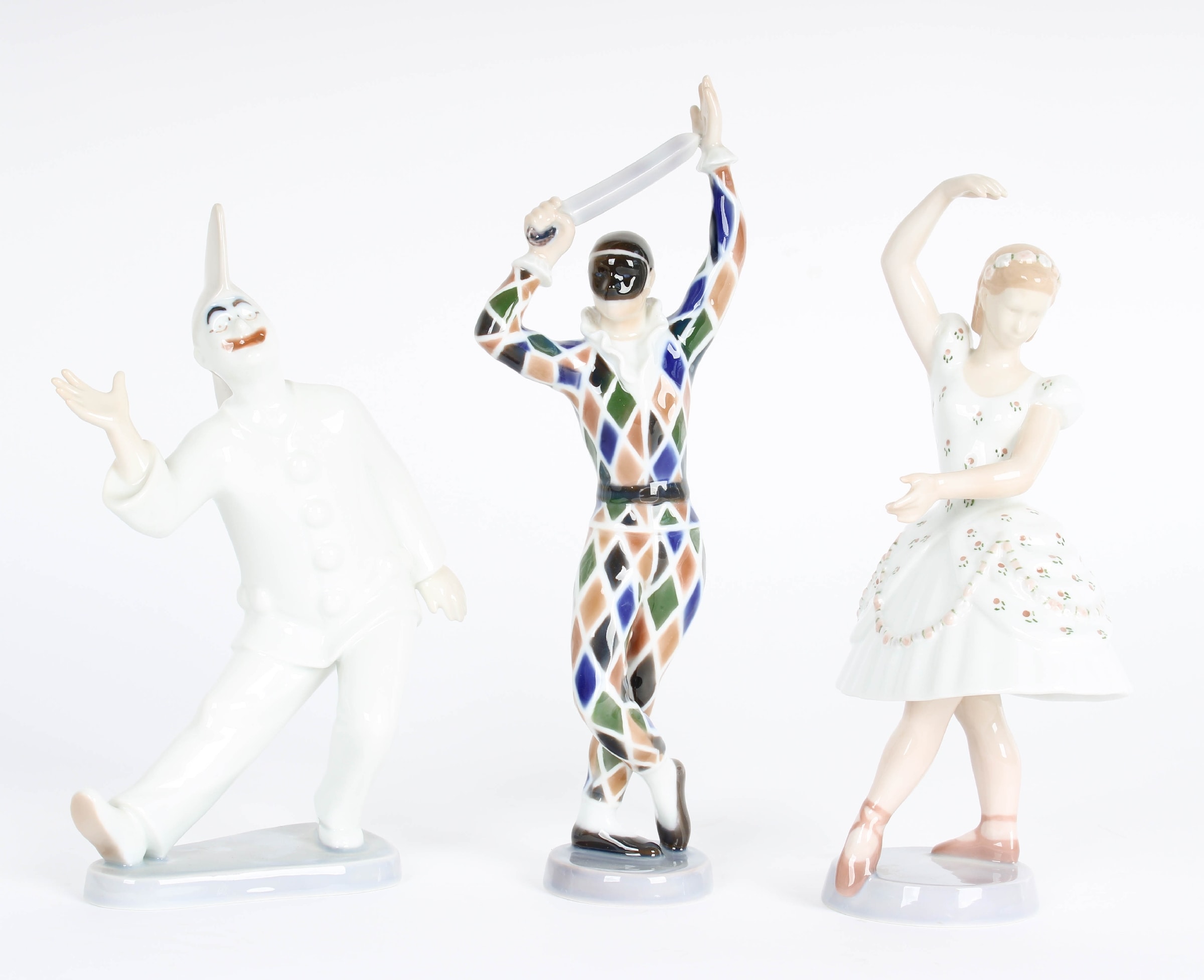 Bing & Grondahl. Collection of three pantomime porcelain figures 