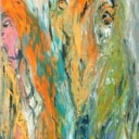Per Eli . Abstrakt Komposition, akryl på lærred. 120x50 cm.