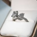 Diamond ring (lab produced) of 18 kt. white gold, ring size 52