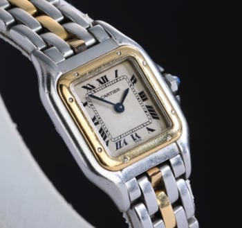Cartier Panthere. Dameur i 18 kt. guld og stål med lys skive, ca. 1990erne