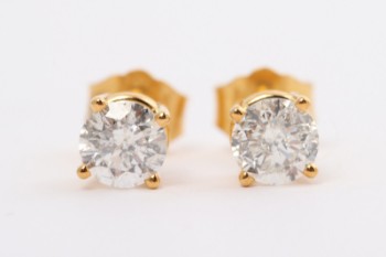 Pair of brilliant earrings of 14 kt gold 0.76 ct (2)