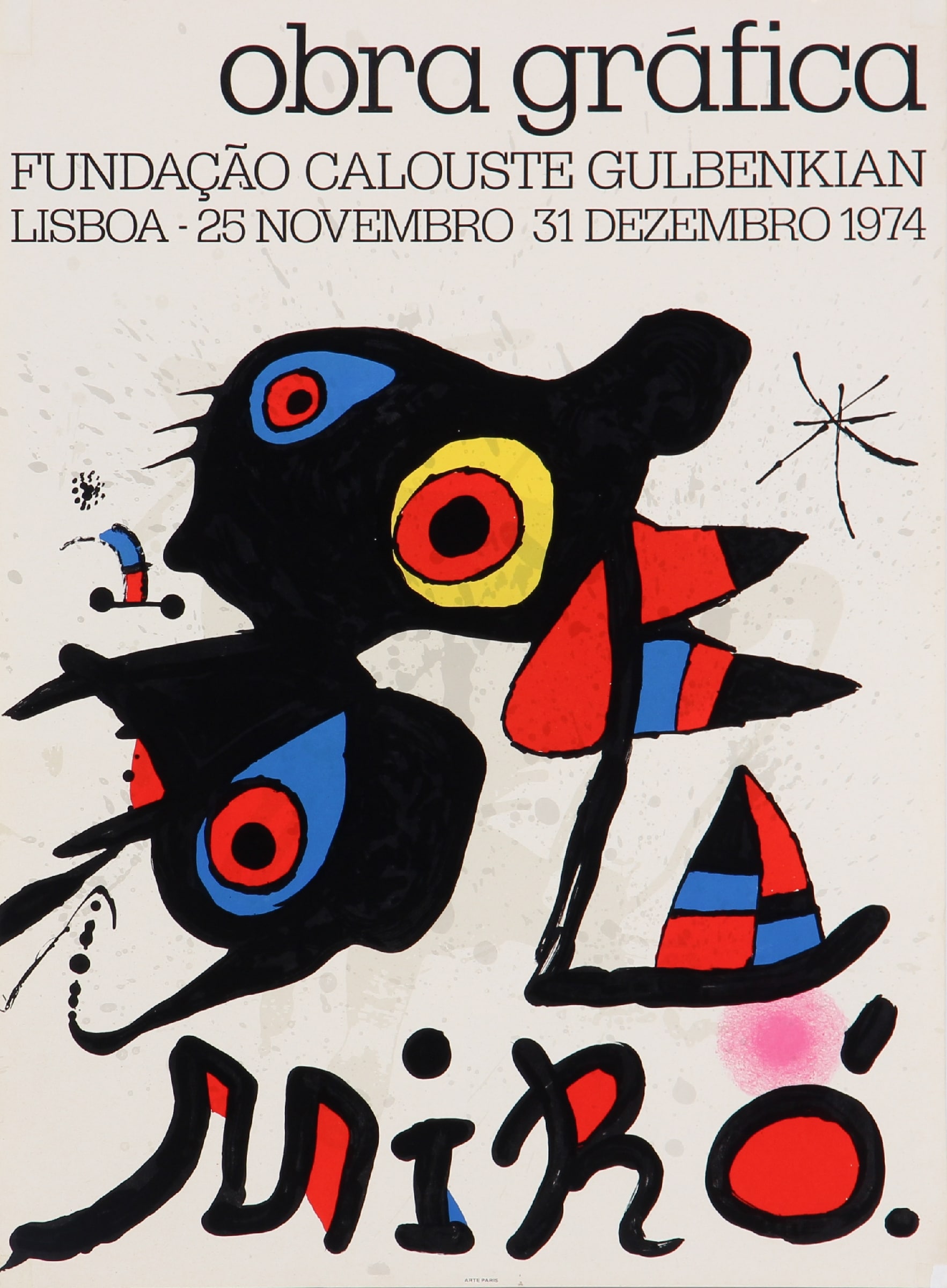 Joan Miro, after. 'Obra Gràfica'. Lithographic exhibition poster, 1974