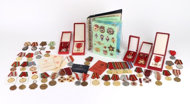 A large collection of primarily Russian and Polish medals and badges