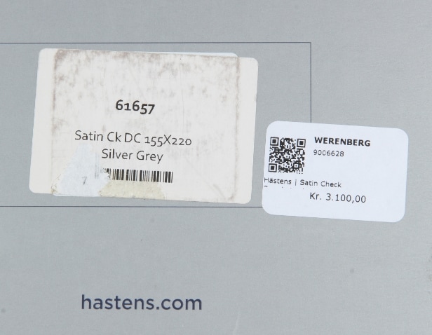 127. Hästens. Dynebetræk, Satin Check Silver Grey, 155x220 cm