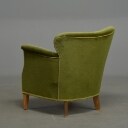 To lænestole, grøn velour / rosa uldstof, 1950'erne (2)