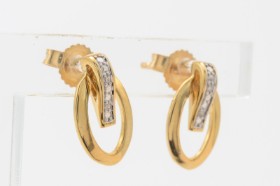 Pair of earrings with cubic zirconia, 14 kt. gold