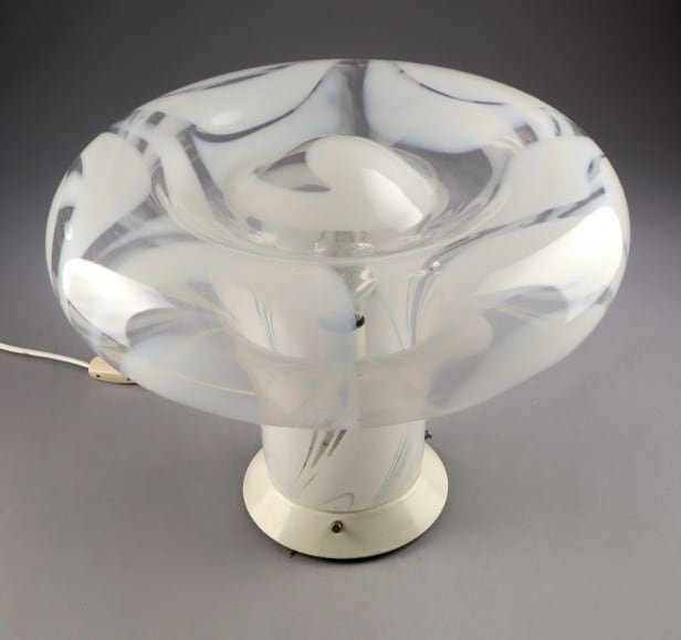 Angelo Brotto. Bordlampe fra 70'erne af muranoglas