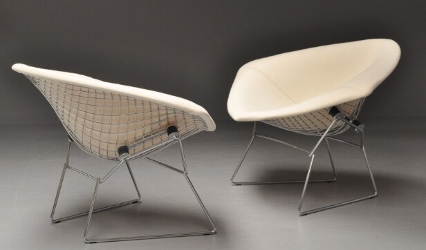 Harry Bertoia. Par Diamond Lounge chairs, stor model (2) 