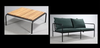 Henrik Pedersen for Houe. To-pers. sofa model Avon samt sofabord, grøn (2)