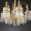 Gaetano Sciolari. Italian 9-arm chandelier from the 70s made of glass and brass