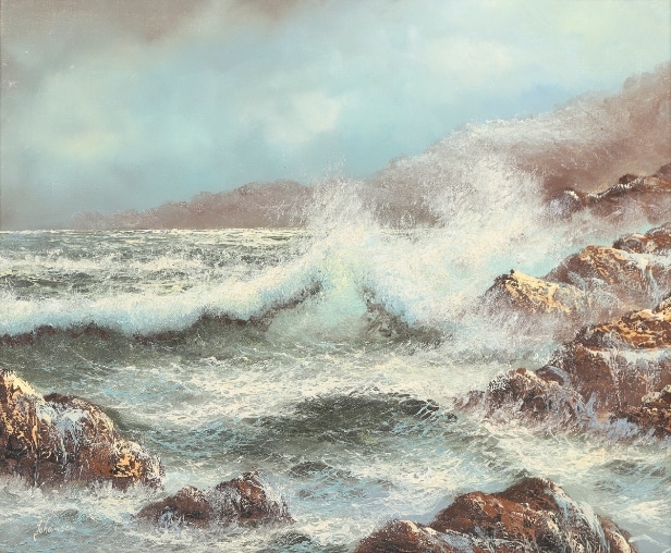 Unknown artist. Rocky coast in storm.