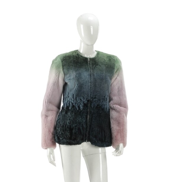 6988 - Morten Ussing for Kopenhagen Fur. Unique jacket made of colored mink. str. 36