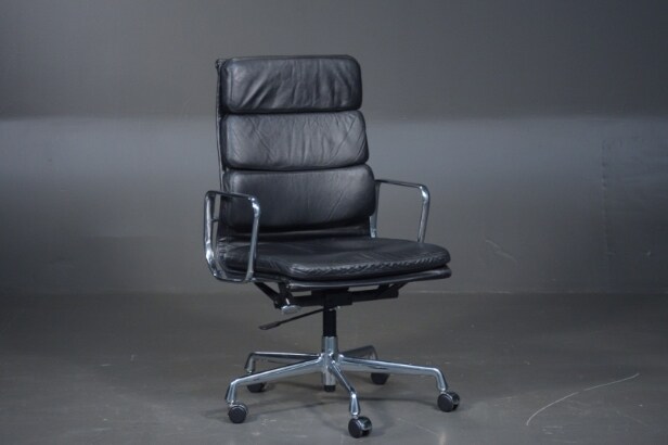 Eames, kontorstol, model EA 219, høj ryg, sort læder