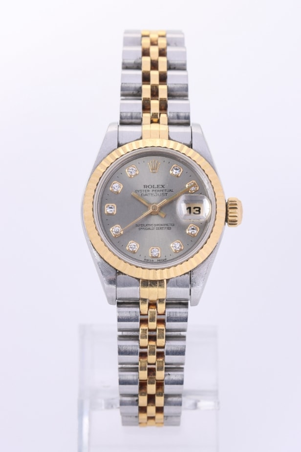 Rolex Oyster Perpetual Datejust ladies' wristwatch, steel and 18 kt gold with diamonds