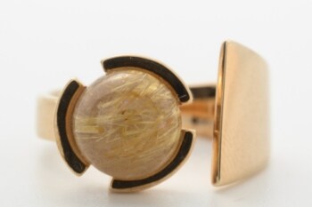 Ring med Rutil Quartz, 8 kt. guld, str. 54