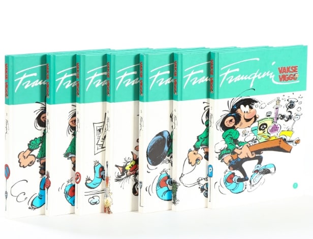 Egmont Serieforlaget. André Franquin / Marsu. Vakse Viggo-bøger bd. 1-7 i kassette.
