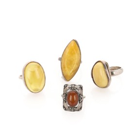 2023-1500 Five amber rings of sterling silver